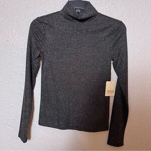 a.n.a Shimmering Black Long Sleeve Turtleneck